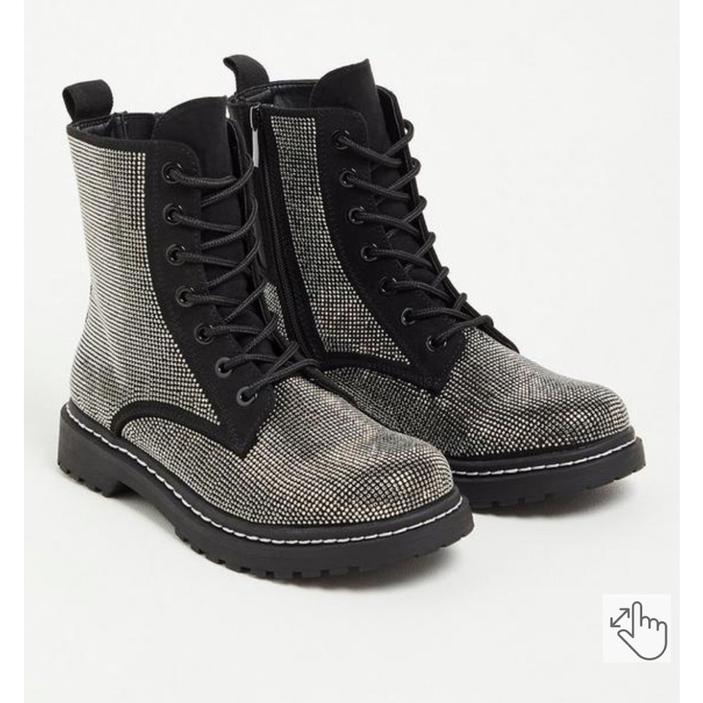 Torrid STEVIE CHUNKY COMBAT BOOT - RHINESTONE BLACK (WW)